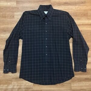 Cutter and Buck Men's Long Sleeve Button-Down Shirt 100% Cotton, Size M Black‎